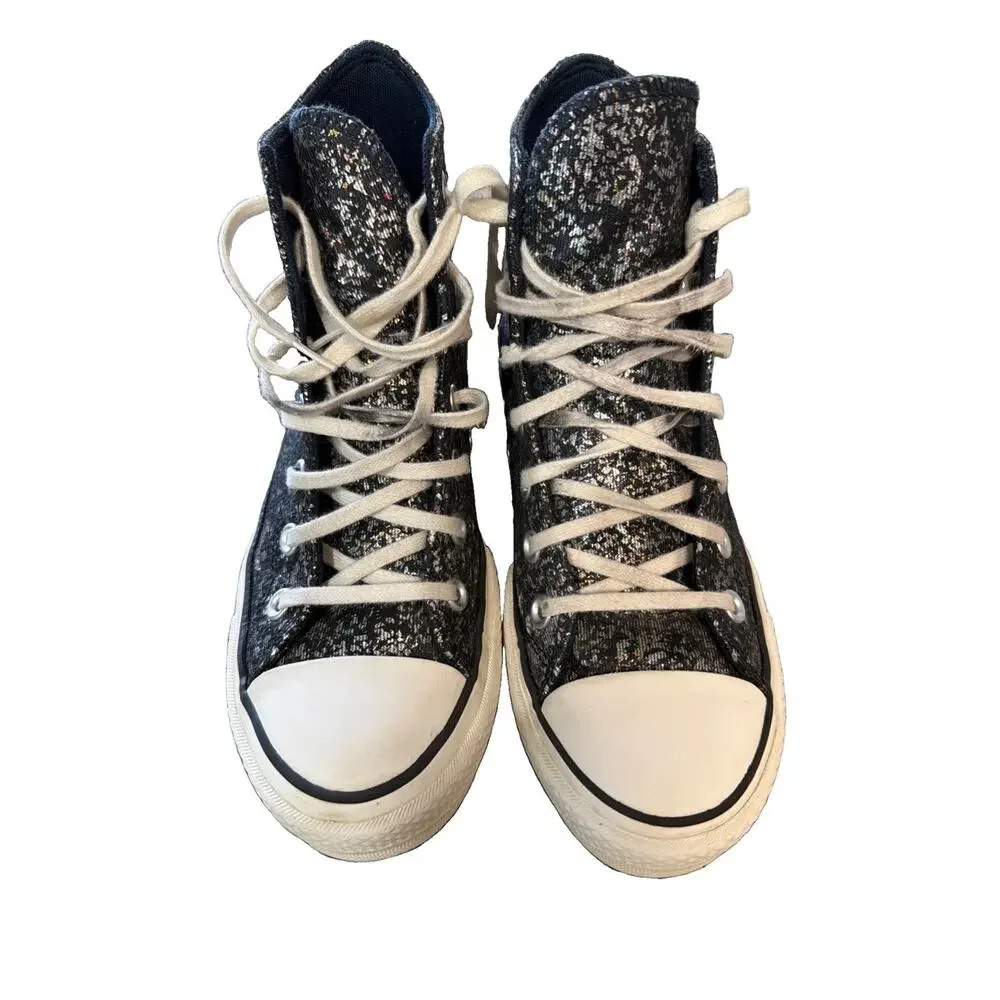 Converse Chuck Taylor All Star High Black Glitter Multi Women's Size 7
